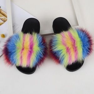 Real Fox Fur Slippers